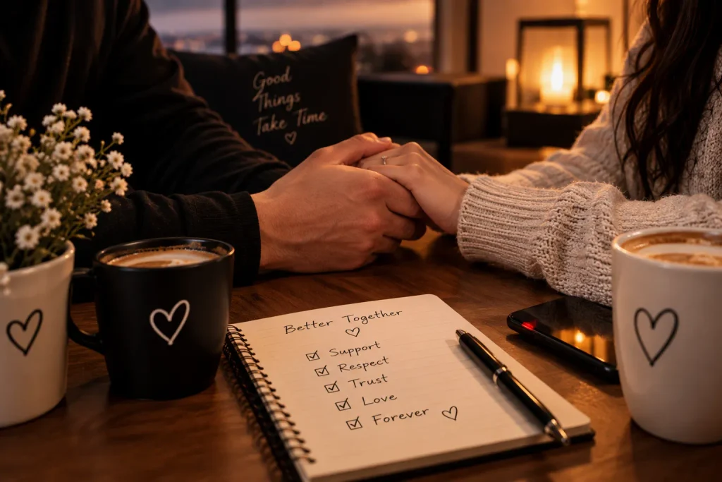 Two people talking on a first date