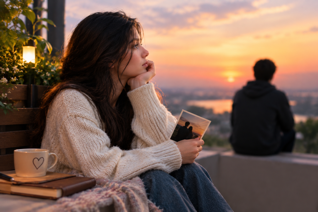 Two people sitting close and talking comfortably