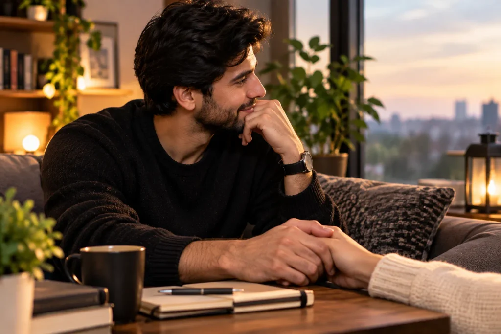 Couple planning future goals side by side
