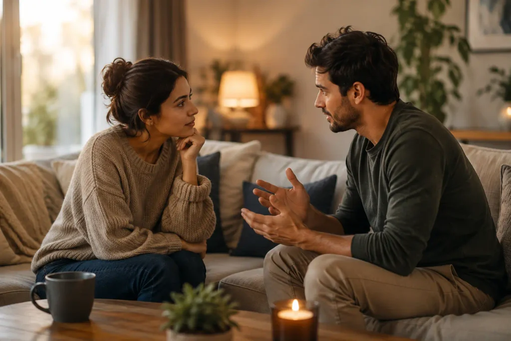 Partners listening to each other without distractions