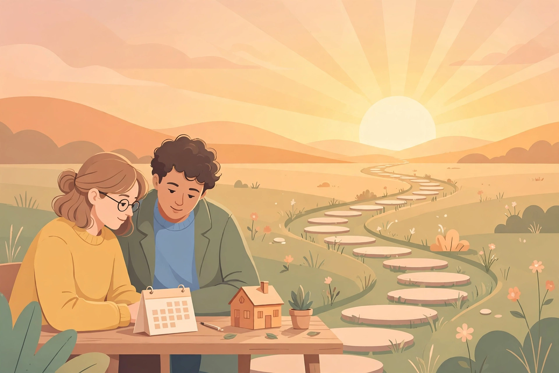 Couple planning their future together as signs he loves you