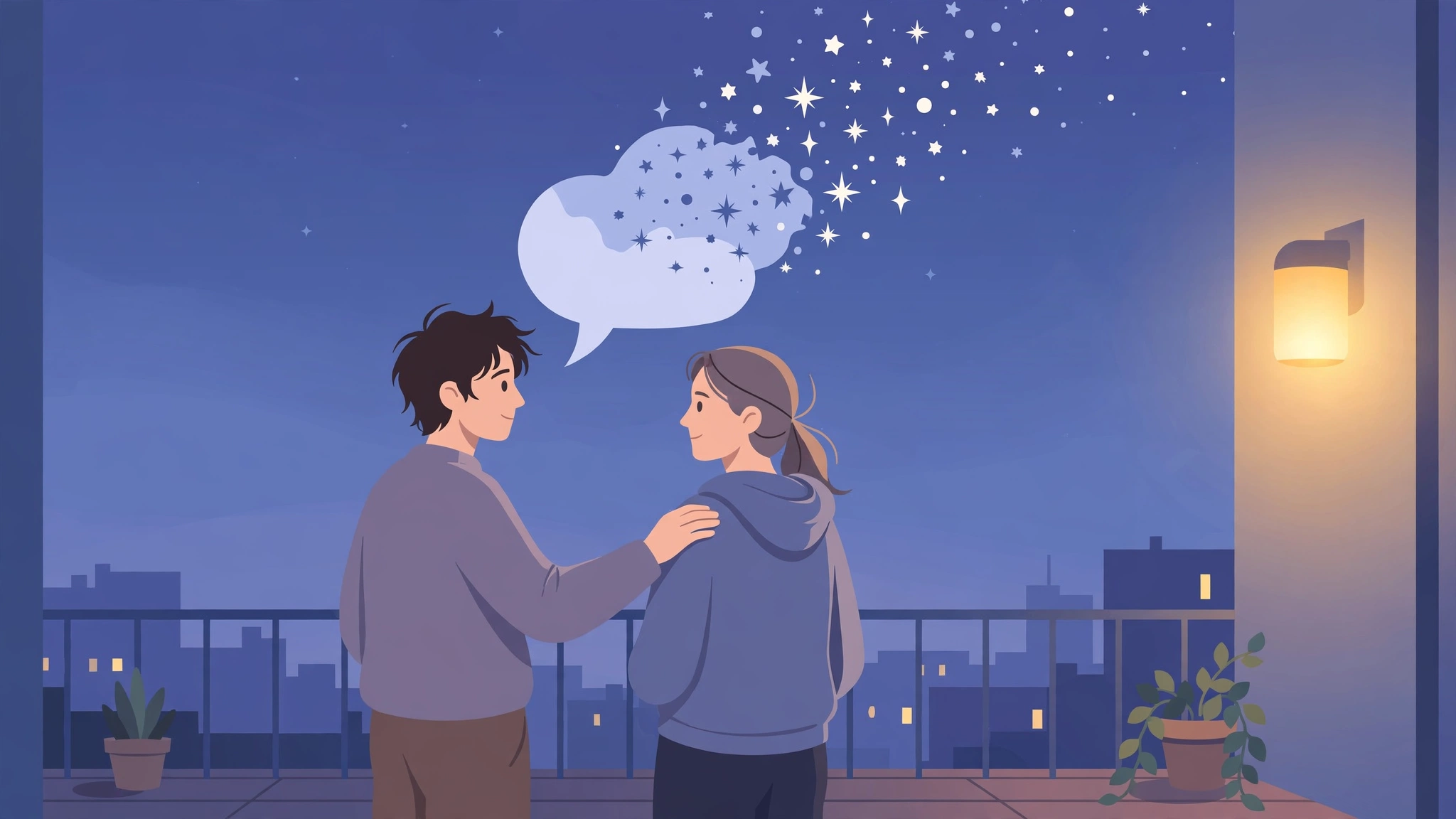 Couple sharing a calm evening talk through active listening in relationships