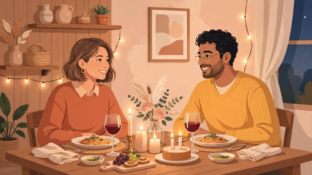 Anniversary ideas for couples celebrating with a romantic dinner setup
