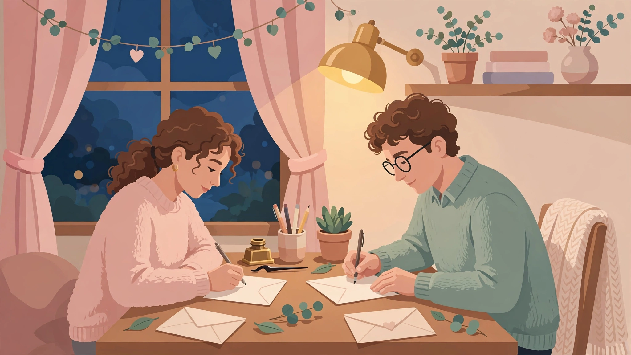 Couple writing love letters — one of the sweetest anniversary ideas for couples