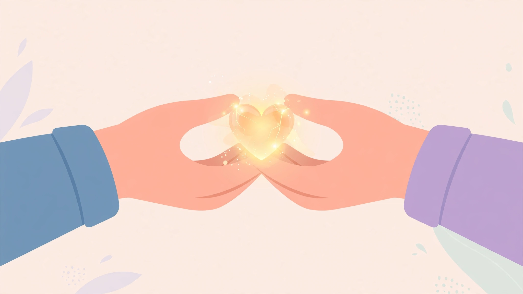Hands holding a glowing heart — the vulnerability it takes to bring up difficult topics