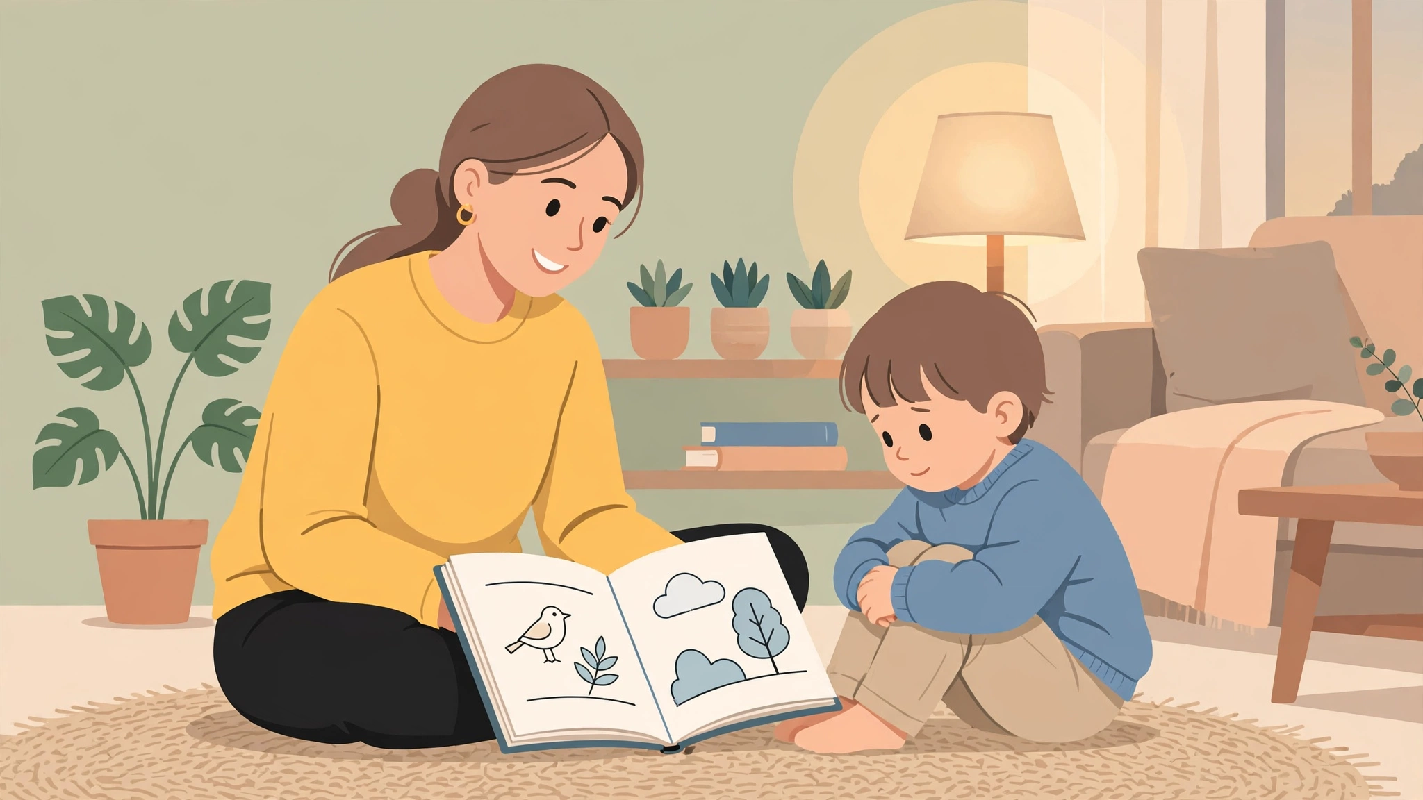 Patient woman reading with a child — dating someone with kids advice on bonding