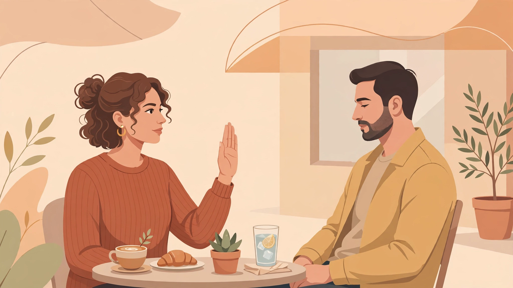 Setting boundaries calmly on a date — a healthy response to dating red flags