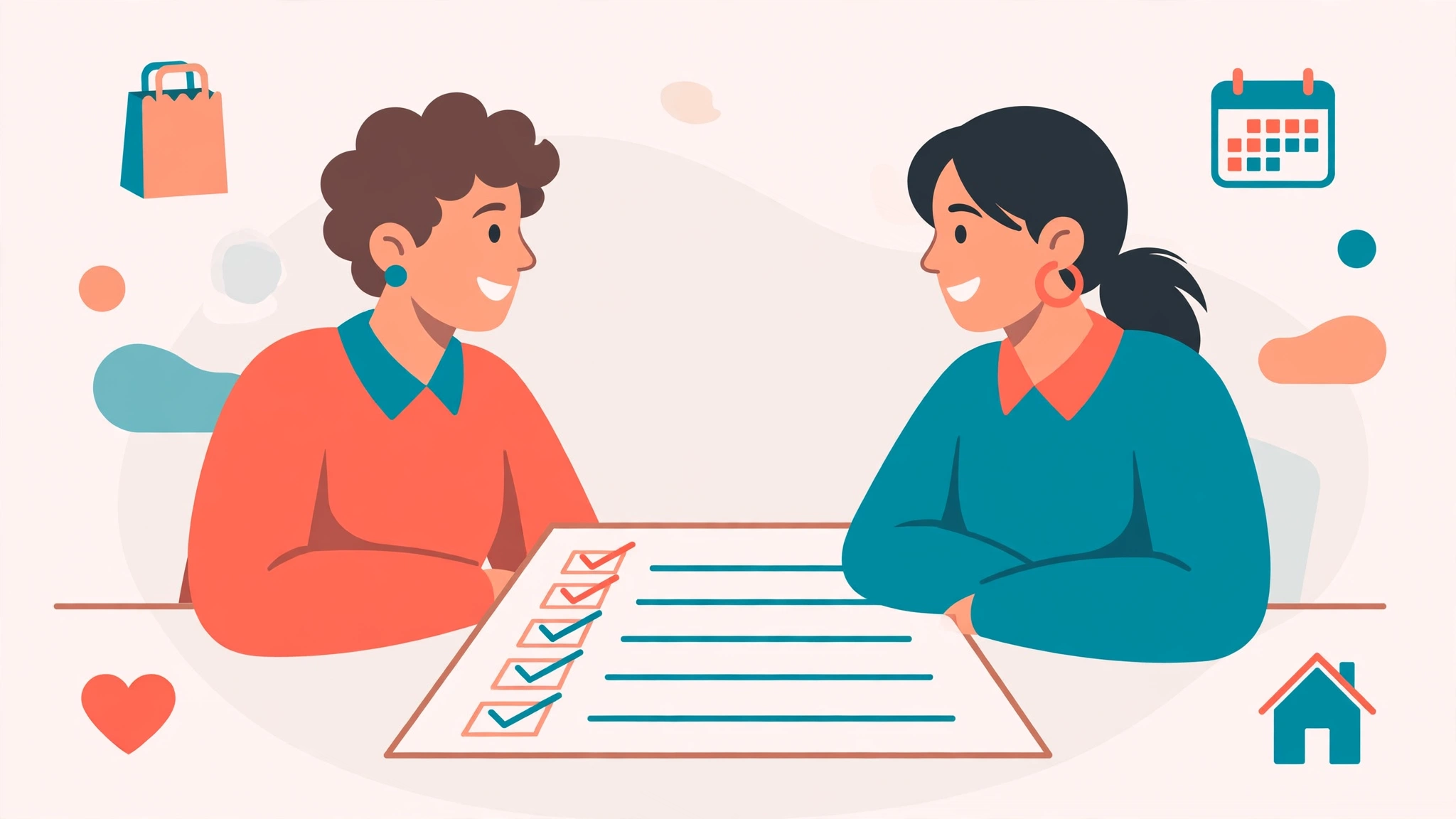 Partners sharing a checklist to balance emotional labor in relationships