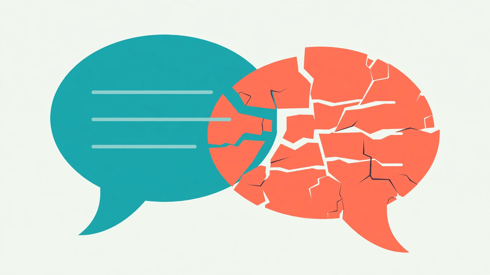 Cracked speech bubbles showing twisted truth — gaslighting signs in relationships
