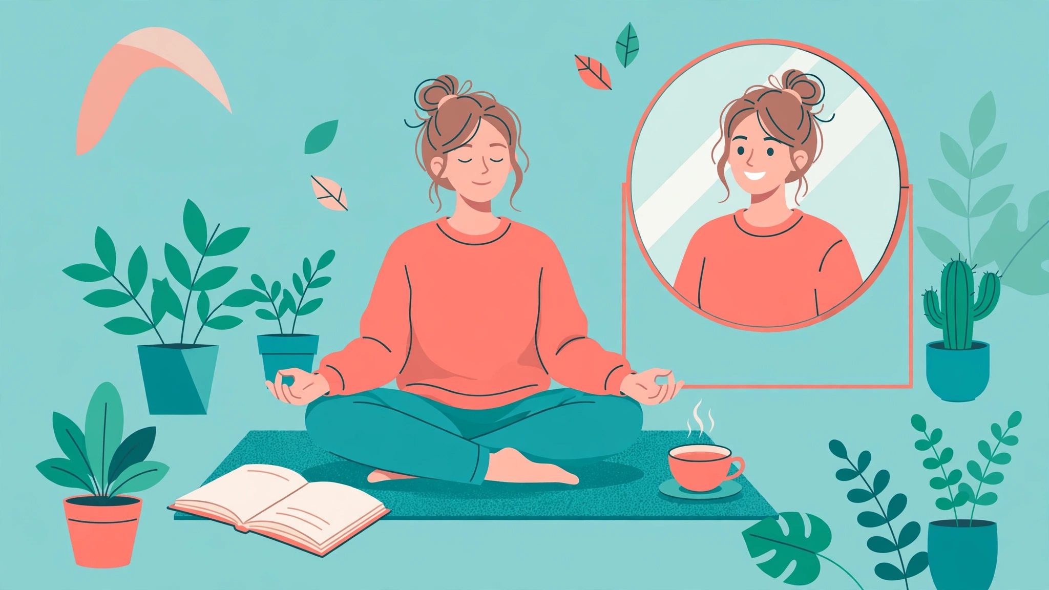 Woman journaling and meditating to heal after a breakup