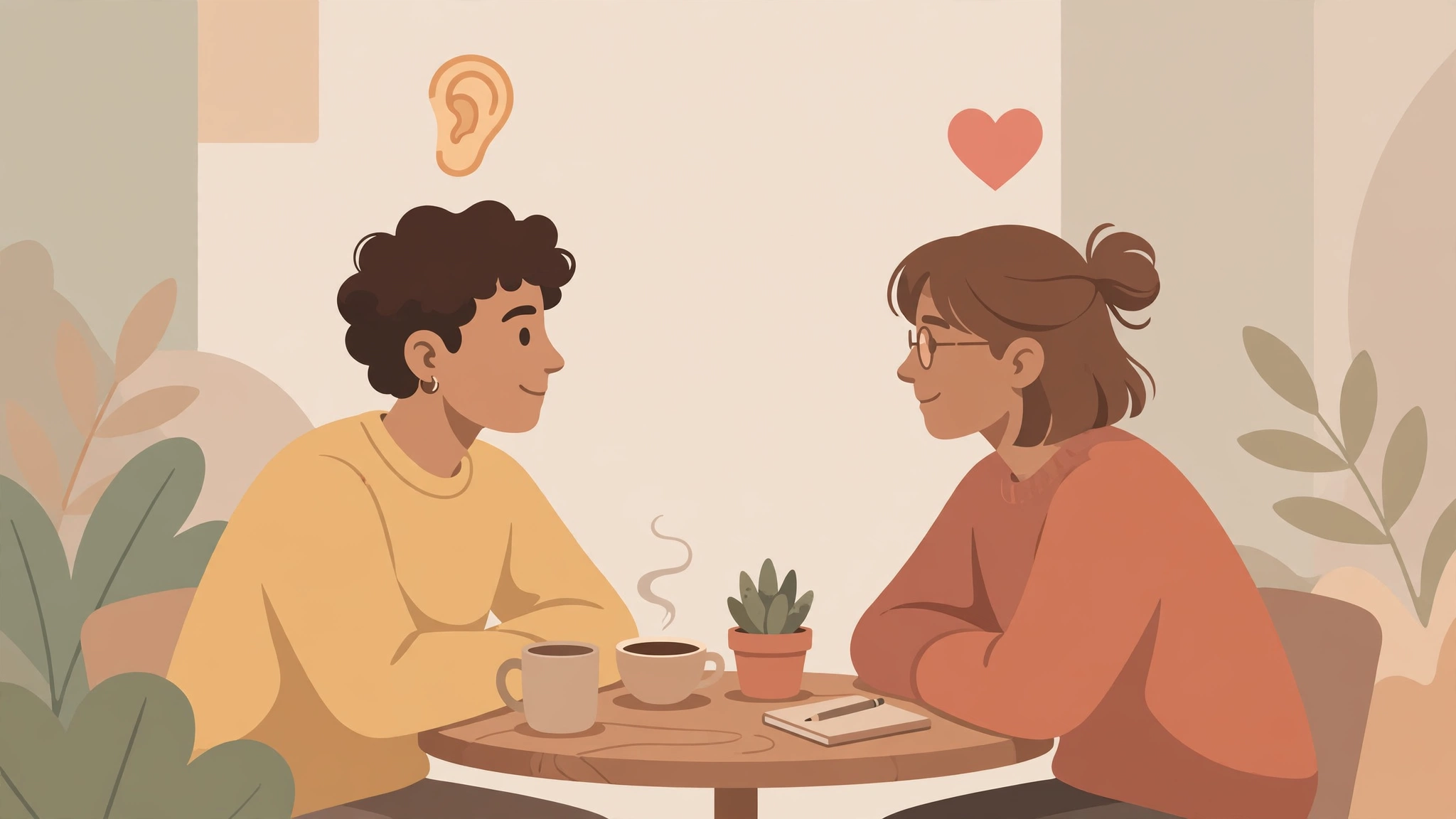 Partners talking calmly face to face while learning how to apologize to your partner with sincerity