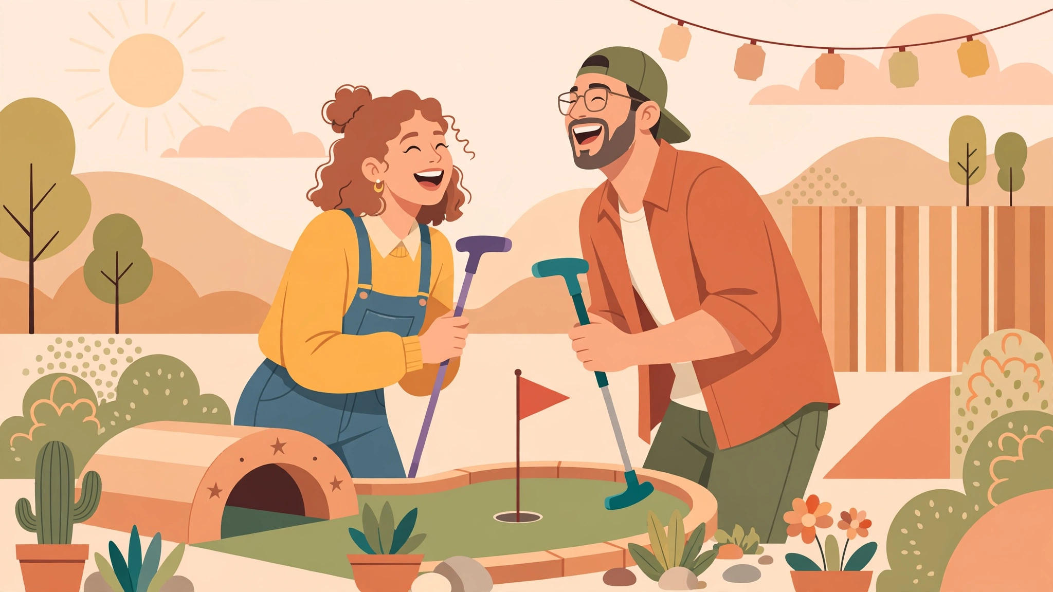 Low-pressure mini golf date — a fun idea after you ask someone out