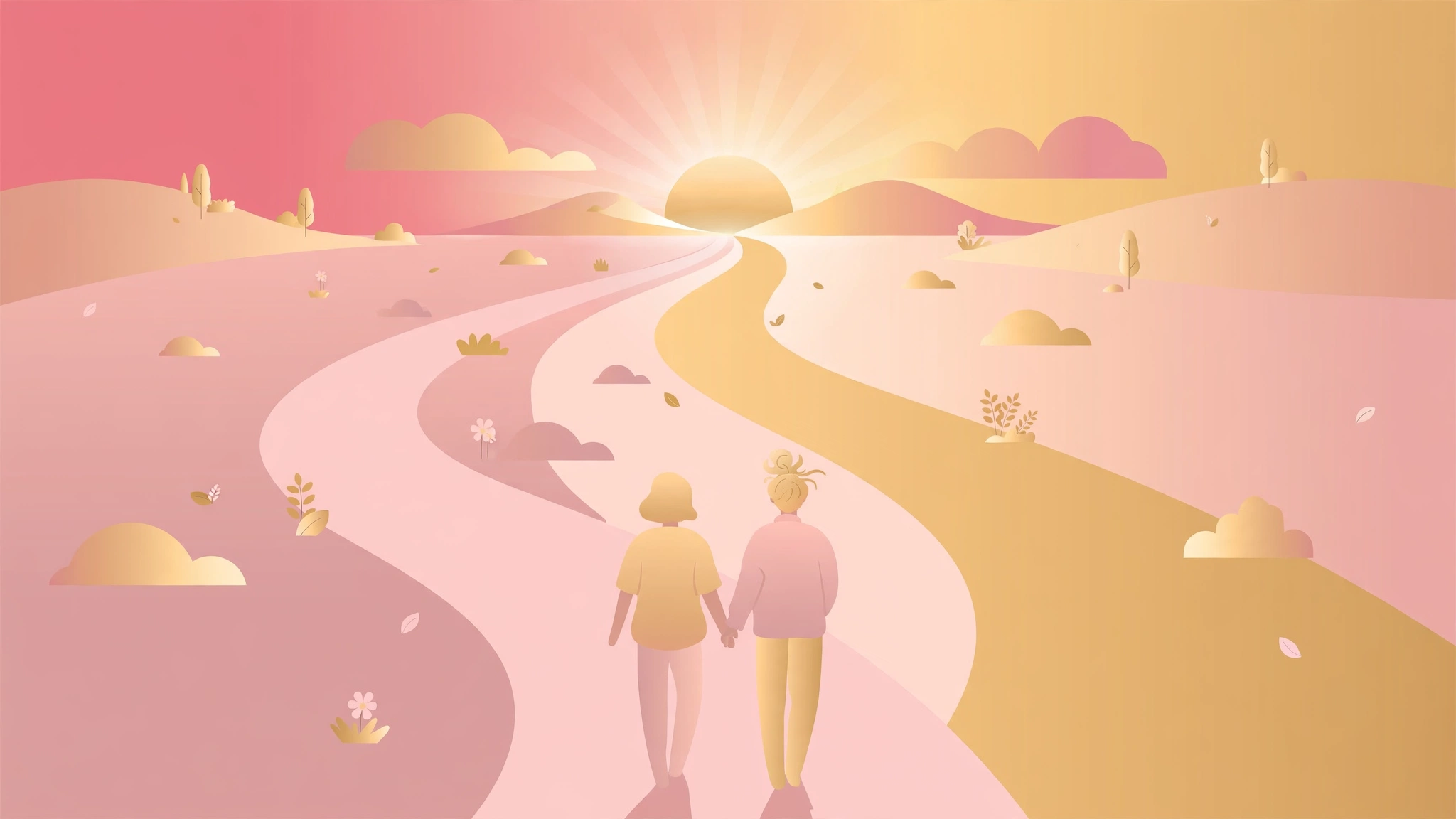 Couple walking hand in hand toward a bright shared future after the relationship talk