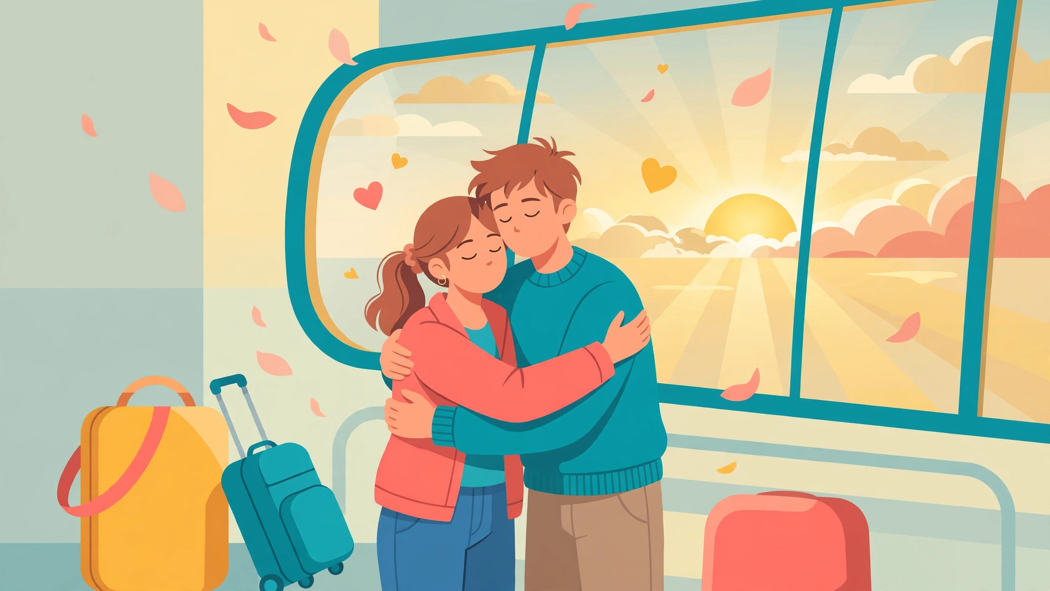 Happy airport reunion after couples make long distance relationship work and close the distance
