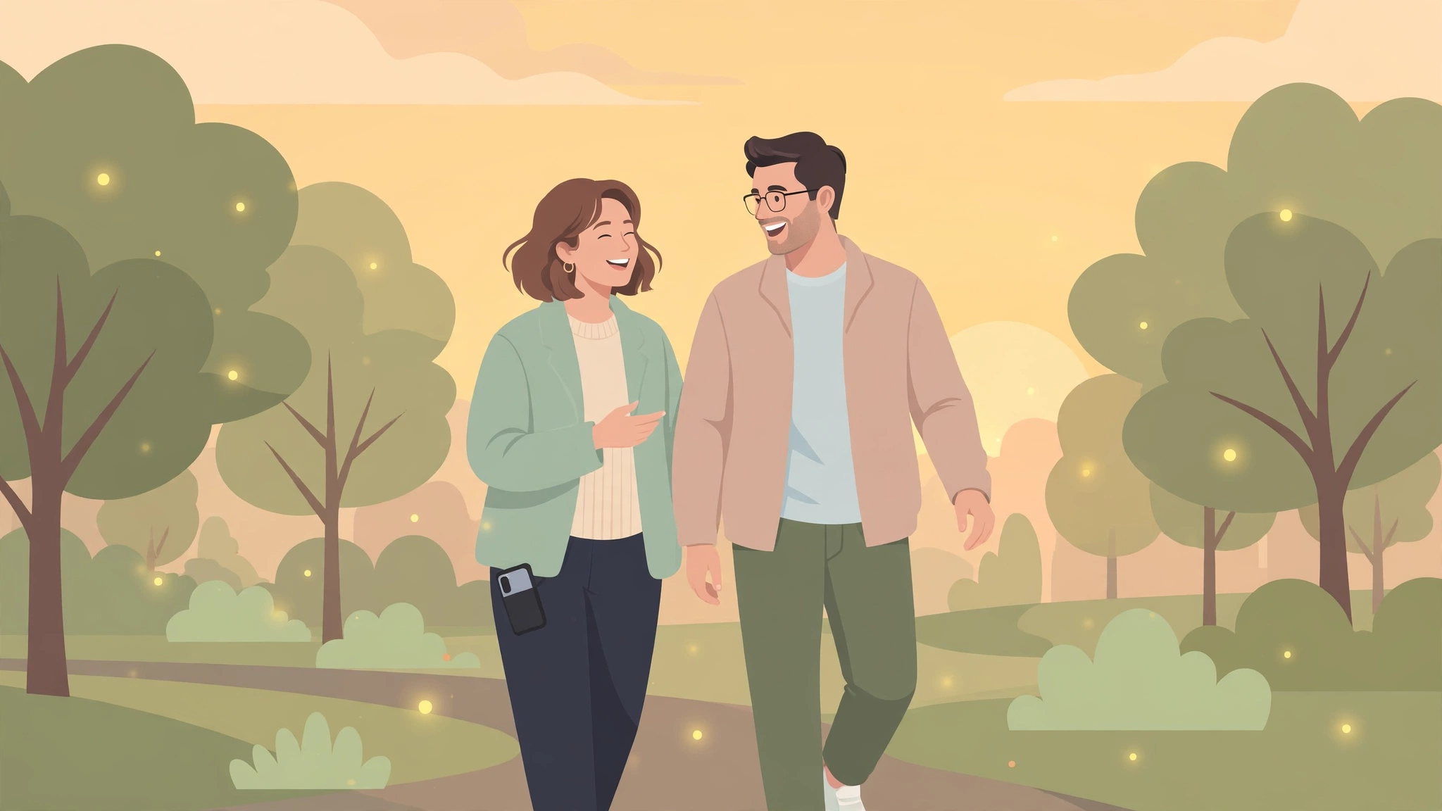 a person checking their phone less and being present on an intentional date