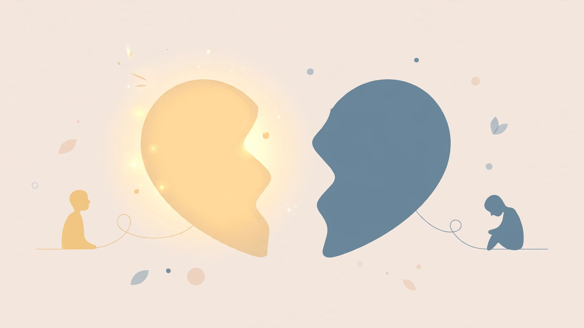 Signs of emotional cheating - heart split between partner and another person