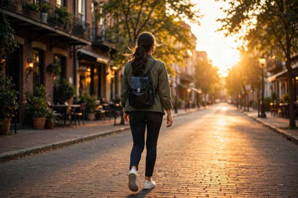 Woman walking away confidently — knowing when to leave after the signs he is losing interest add up