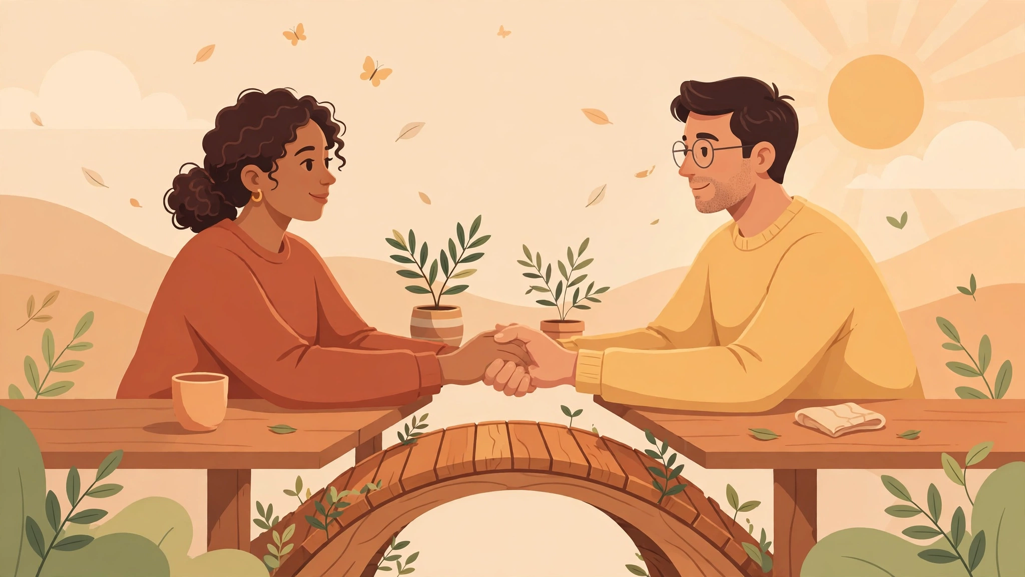 Couple reconnecting and holding hands — hope and repair after recognizing signs your marriage is in trouble