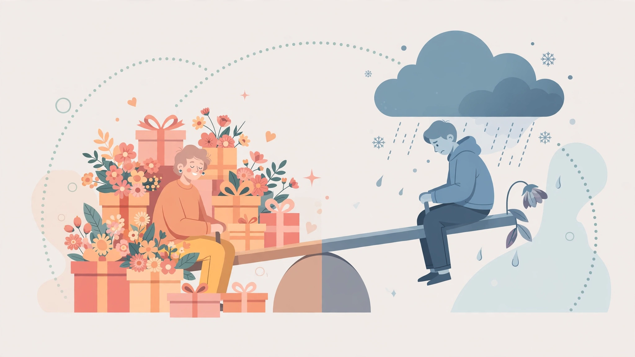 The hot-and-cold cycle of love bombing — an emotional seesaw between grand gifts and cold withdrawal