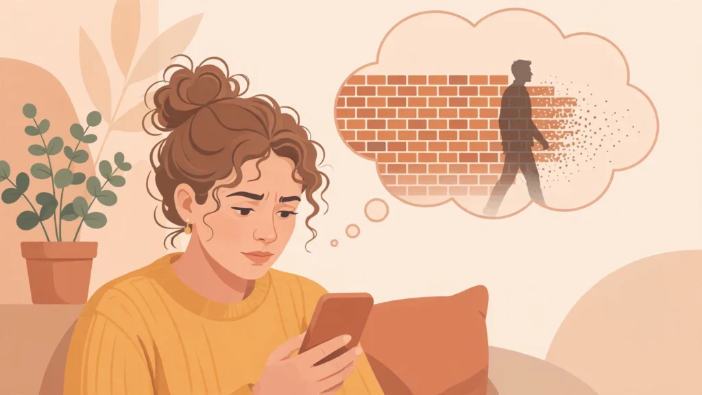 Emotionally unavailable partners — woman reflecting on her repeating dating patterns