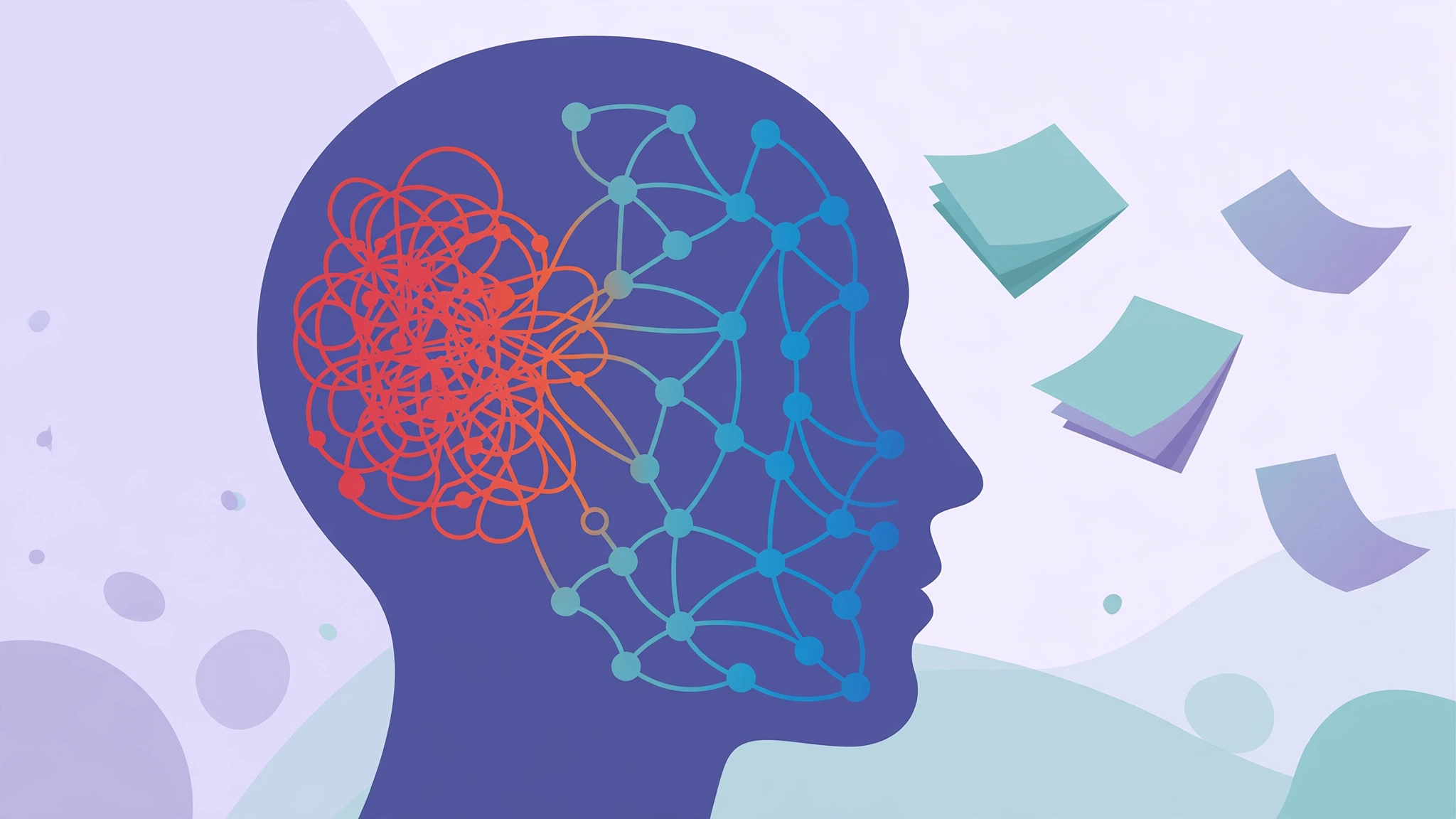 Illustration of the brain untangling during the no contact rule after breakup
