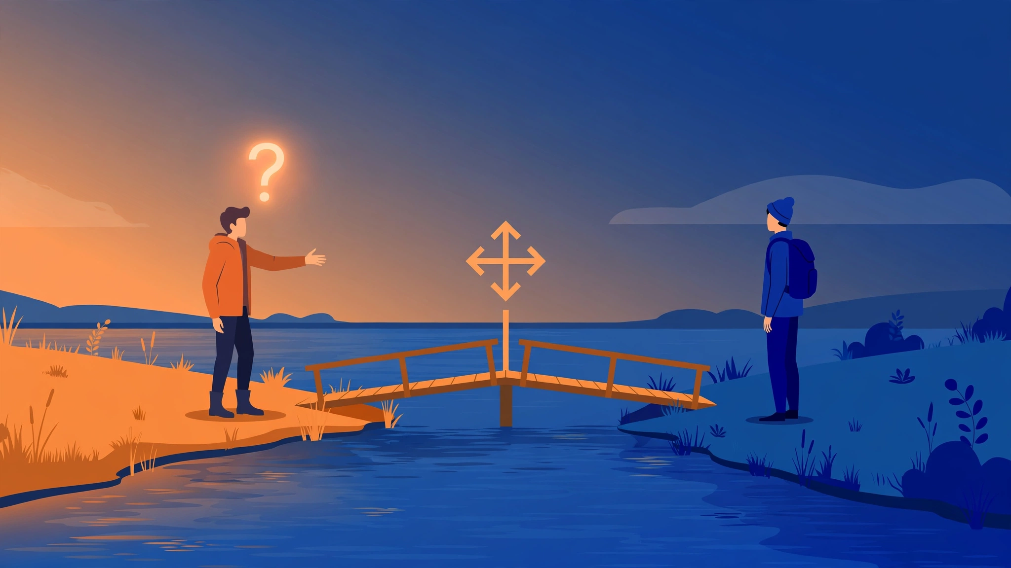 Person at a crossroads deciding when to break the no contact rule after breakup